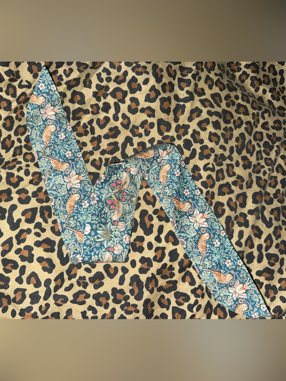 Meanwhile Back On The Farm Strawberry Thief Purse Scarf Tie Blue Teal